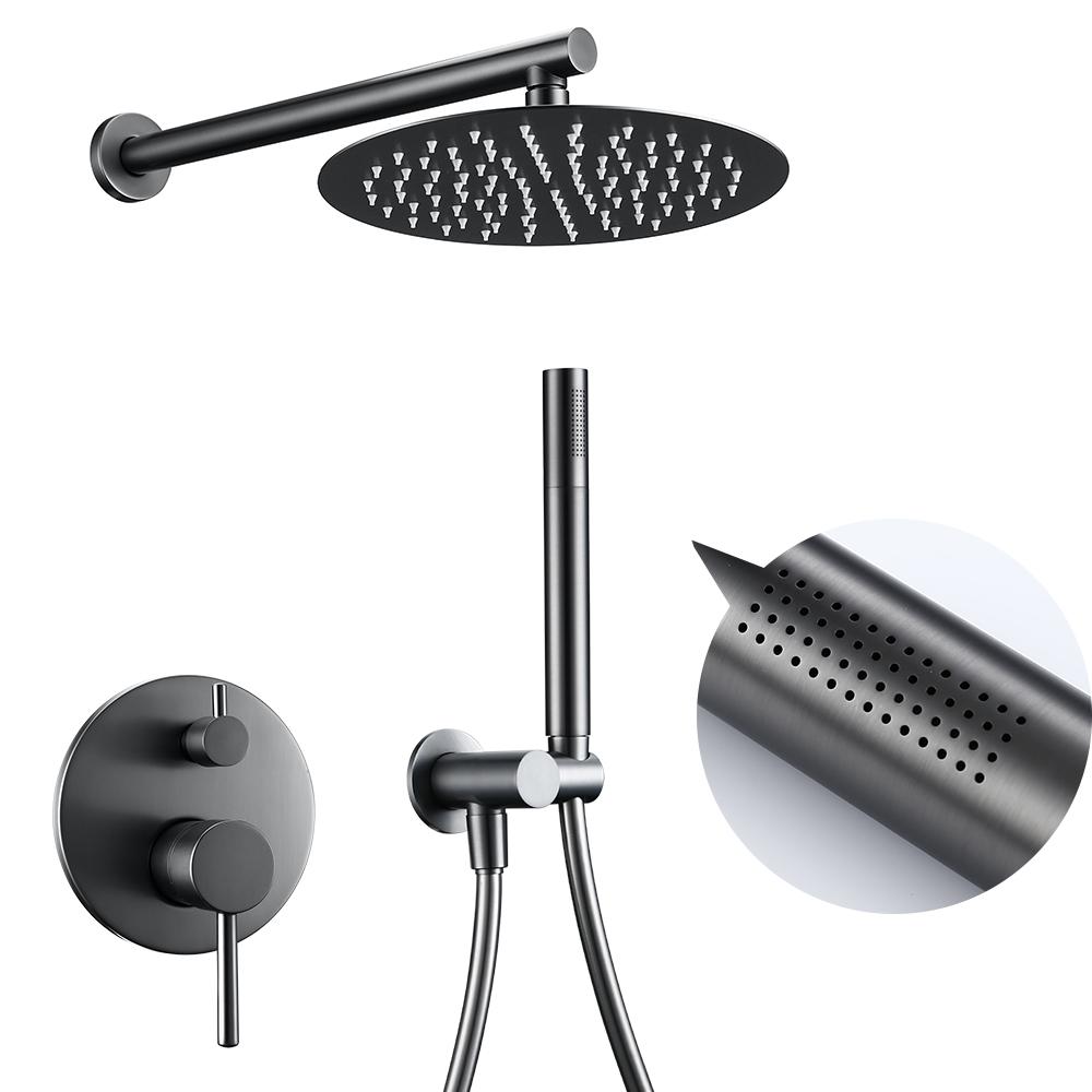 Душевой гарнитур для ванной Bagnolux Gun Gray с латунной головкой Rianfall Luxury Combo, настенный смеситель с переключателем для горячей и холодной воды, кран для ванной комнаты
