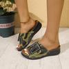 Outdoor Slope and Casual Sandals for Women, Belt Buckle Exposed Toes, Thick Sole, Plus Size Slippers