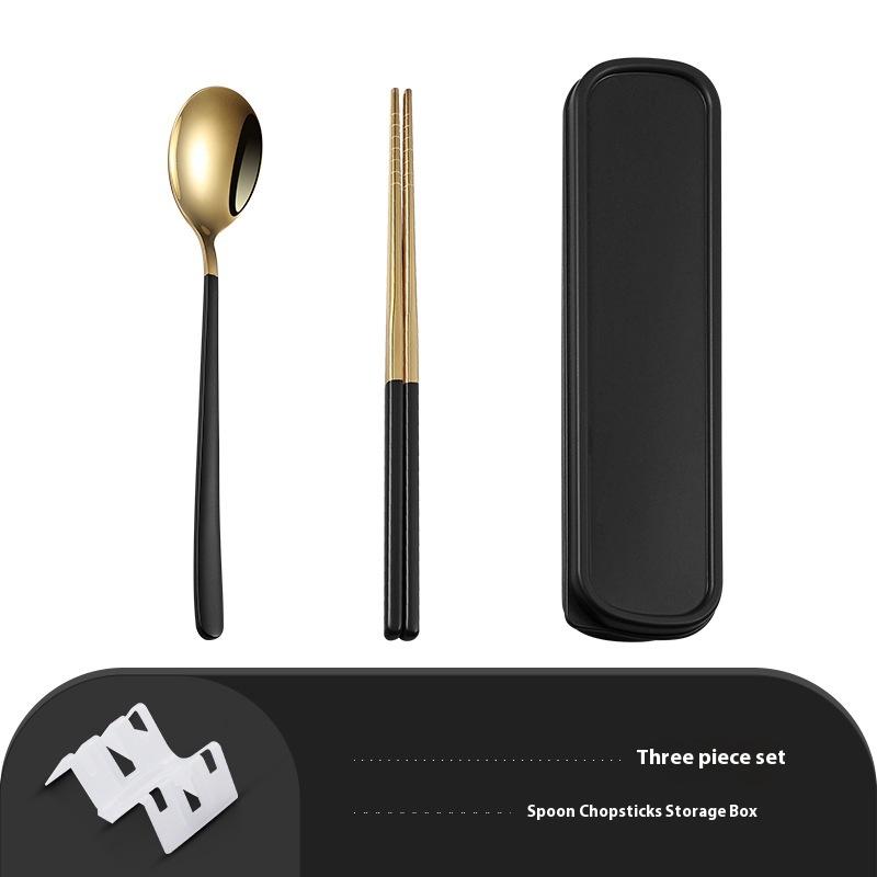 Нержавеющая сталь портативная столовая посуда корейские ложки палочки для еды вилки набор студенческий офисный рабочий походная дорожная посуда кухня
