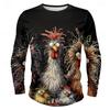 Забавный 3D-принт курицы, мужская футболка с длинным рукавом, новый осенний свободный свитер в стиле хип-хоп, панк, повседневная модная одежда, топ
