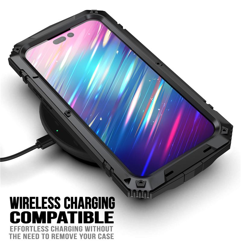 Для iPhone 14 13 12 Pro Max Mini 11 Pro Max Чехол Полная защита Прочный Бронированный Ударопрочный Защитный С подставкой Алюминиевая Металлическая Крышка