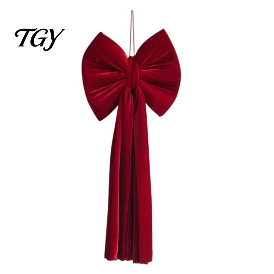 Reusable Event Ornaments Large Burgundy Velvet Bow, Giant Hanging Wall Decor for Birthday Stage Decoration Wedding Backdrop, Christmas Tree