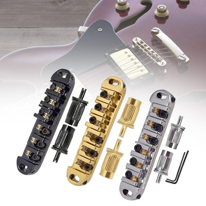 6 String Guitar Bridge Replacement Roller Saddles Guitar Bridge Tailpiece Electric Guitar Bridge Easy to Install