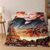 Johnny Hallyday Rock Star Flannel Blanket Soft Warm Blanket Throw Blanket for Bedroom Living Room Bed Travel Picnic Kid Gift