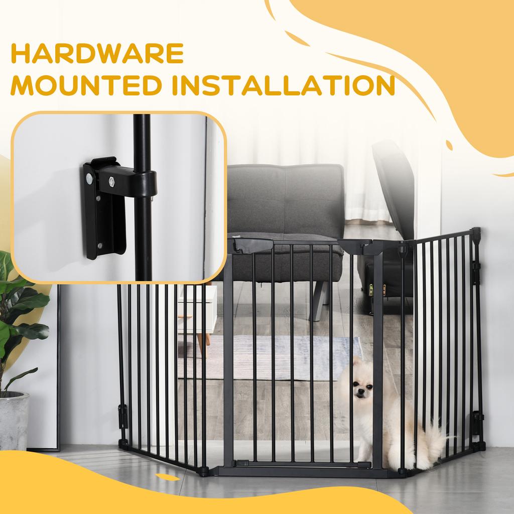 3-Panel Folding Dog Gate for Small and Medium Dogs, 180 x 3 x 74.5 cm, Black