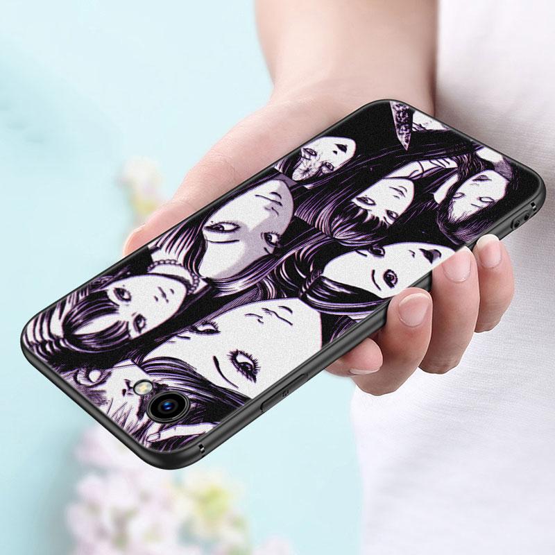 Чехол с изображением аниме Junji Ito Tees Horror для Apple iPhone 14 13 12 Mini 11 Pro Max 7 8 XR X XS 7 8 Plus SE 2020 2022, черный чехол