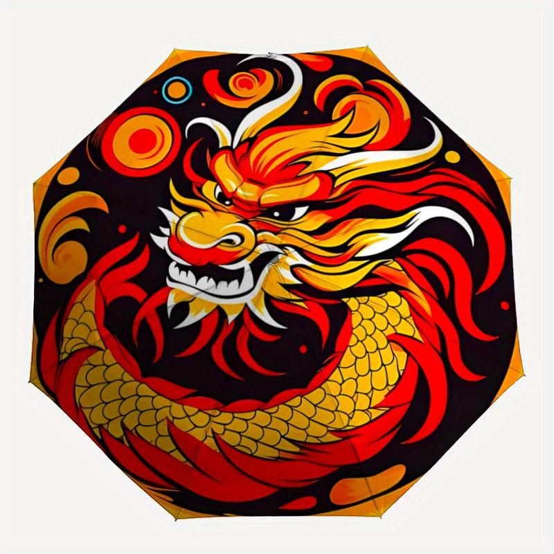 1pc Dragon Automatic Open/close Folding Umbrella, Compact Portable Travel Umbrella, Durable Construction yy250809147