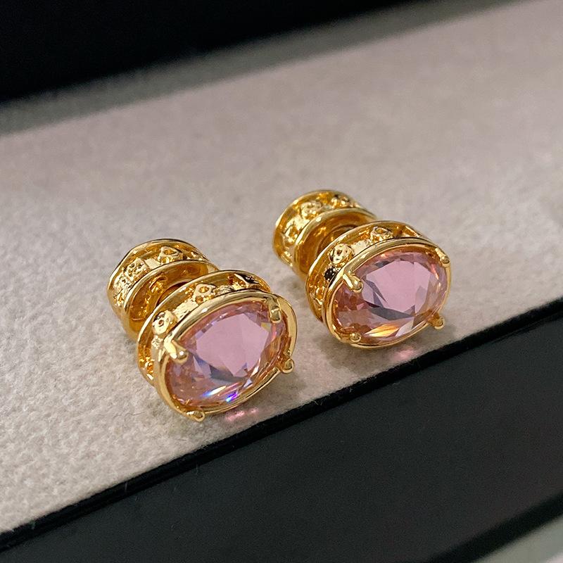 Серьги-пусеты с цирконом в форме круглого конуса, легкая роскошь, высококлассный темперамент, женская мода, маленькие и изысканные серьги