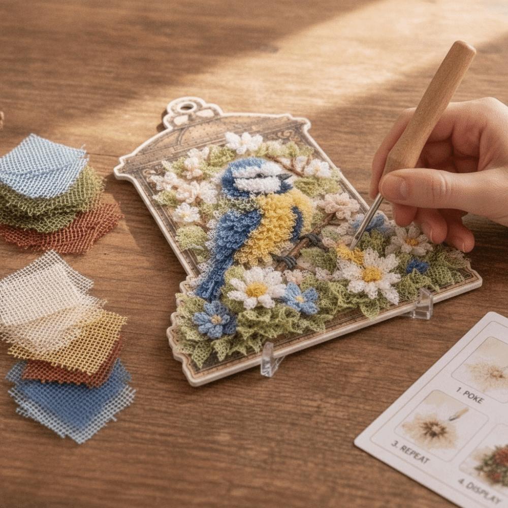 Легкое изготовление тканевого поке-арта Без шитья 3D-текстурная табличка Набор для рукоделия с иглами Акцент для спальни