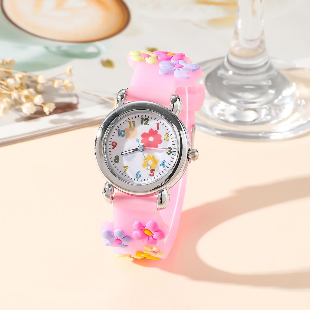 Cute and Creative Flower Shaped Children's Quartz Watch, Bracelet Necklace Set, Girls' Accessories, Christmas and New Year Gifts