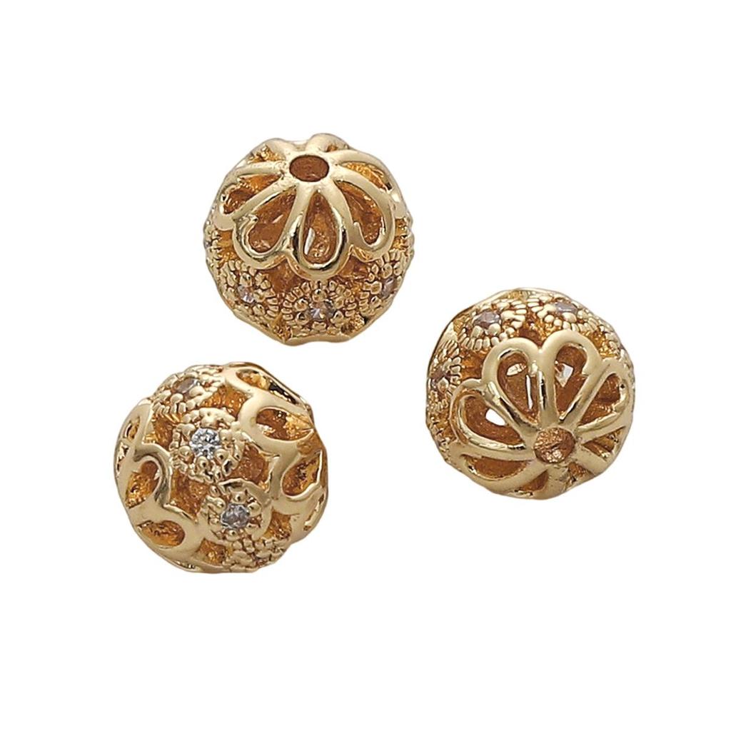 Copper Micro Inlaid Zircon Drill Ball Beads For DIY Earring Bracelet Necklace Jewelry Making Craft Accessories