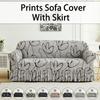 1 PC Prints Sofa Cover with Skirt Full Coverage Elastic Sofa Cover Decorate the Sofa In the Living Room Multiple Color SofaCover