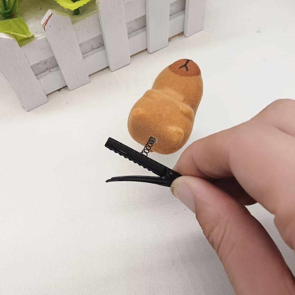 10pcs/set Flocking Spring Hair Clip Zinc Zinc Alloy Cartoon Duckbill Clip Funny Capybara Hairpin Set Gifts
