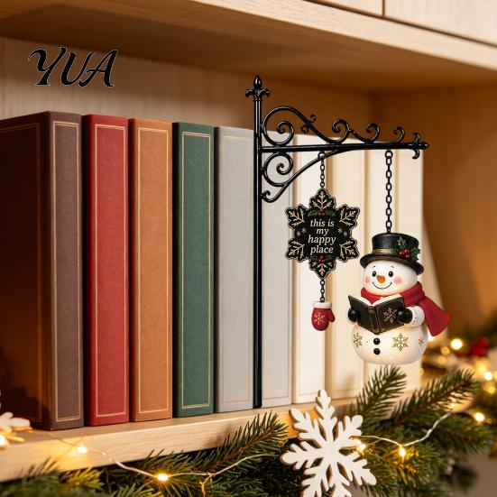 Decorative Holiday Night Light 2PCS Christmas Bookshelf Lamp, Resin Santa Claus Elk Snowman Hanging Wall Mounted Light, Multi-Color Lighting