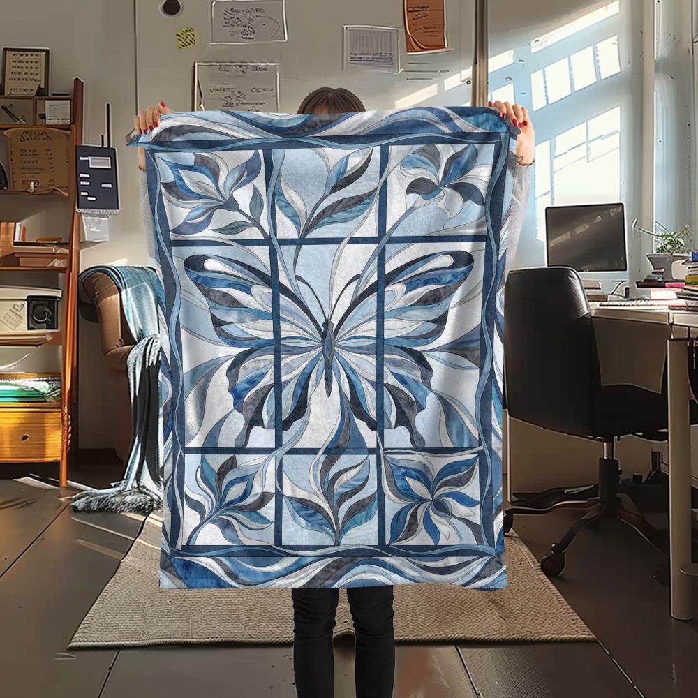 Modern Butterfly Print Flannel Blanket, High quality Comfortable for All Seasons, Home Decor, Warmth and Comfort, Perfect for Christmas Gifts78