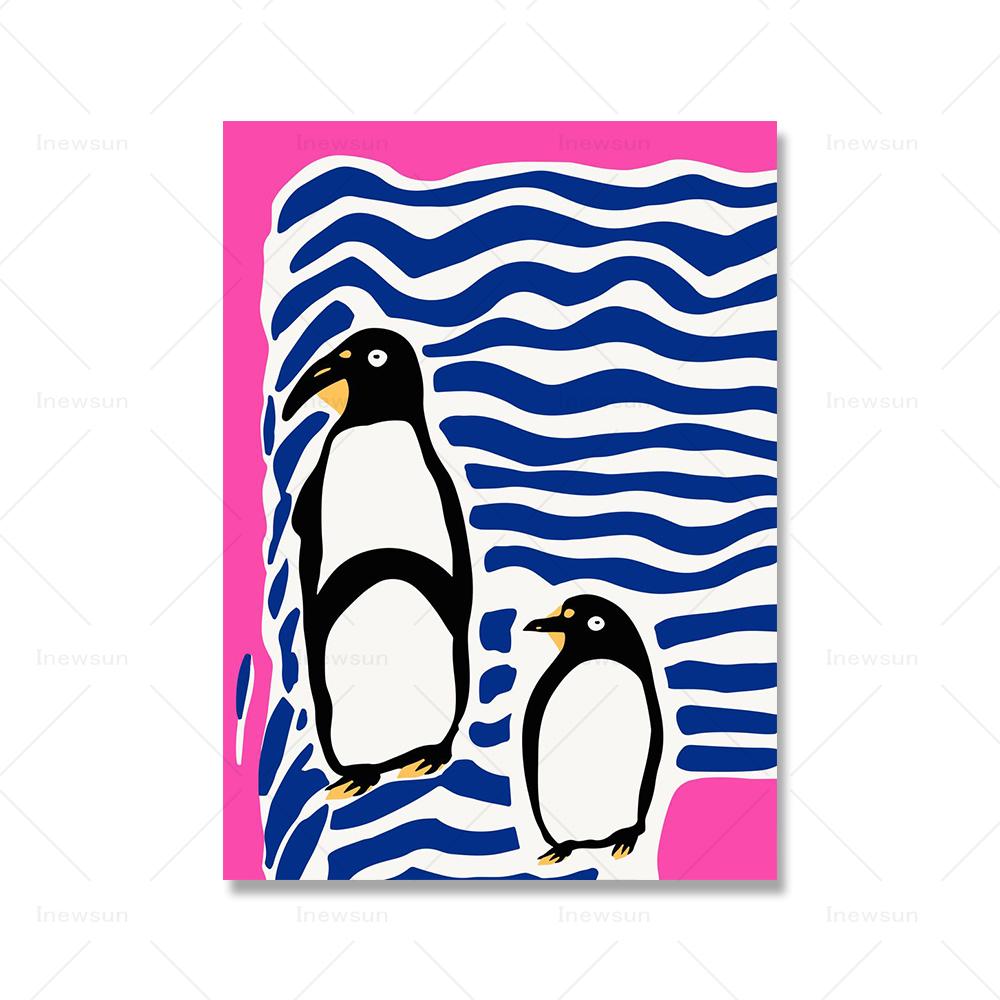 Cute Penguin Couple Poster Art Prints Scandinavian Hugging Penguins Family Wall Canavs Painting Nordic Kids Room Home Decor