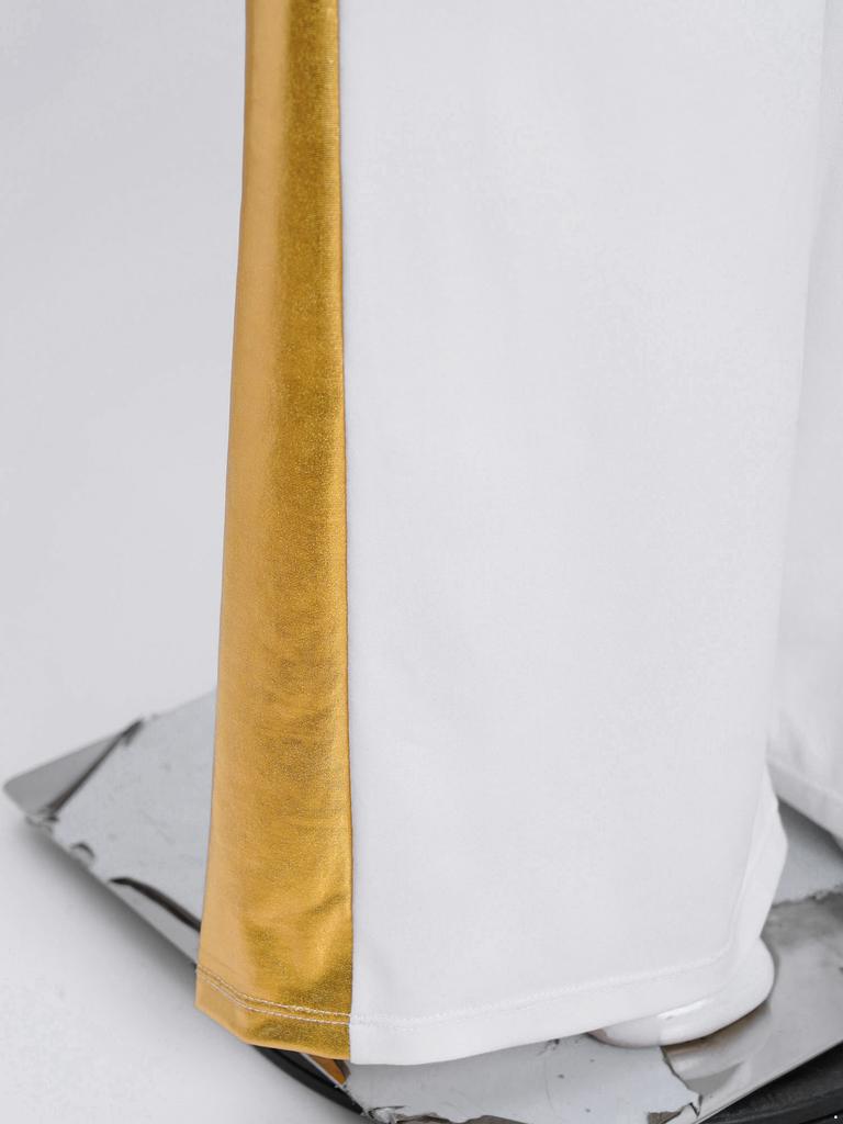 Girls Liturgical Dance Pants Metallic Patchwork High Waist Elastic Band Wide Leg Loose Trousers