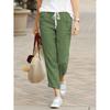 Summer Women's Casual Pants Cotton Linen Lightweight Solid Color High Waist Stretch with Pockets Autumn Green Red Fashion Pants