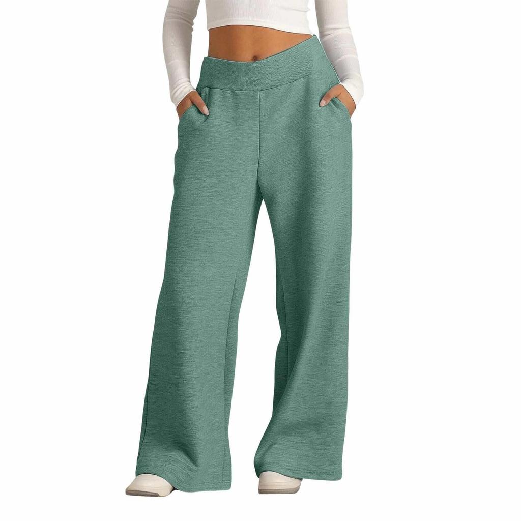 Women's Fashion Loose Solid Color With Pockets Elastic Waist Sports Casual Pants