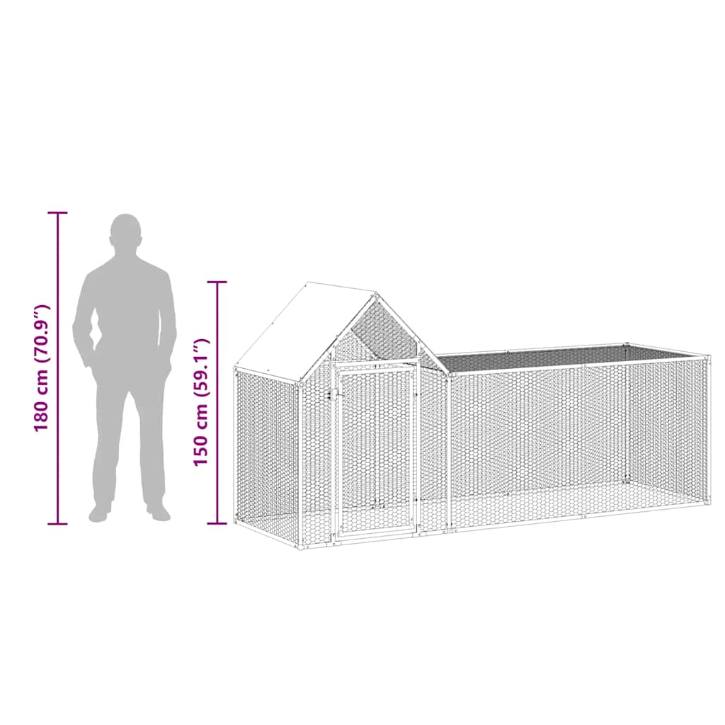 Chicken Coop 3 x 1 x 1.5 m Galvanized Steel