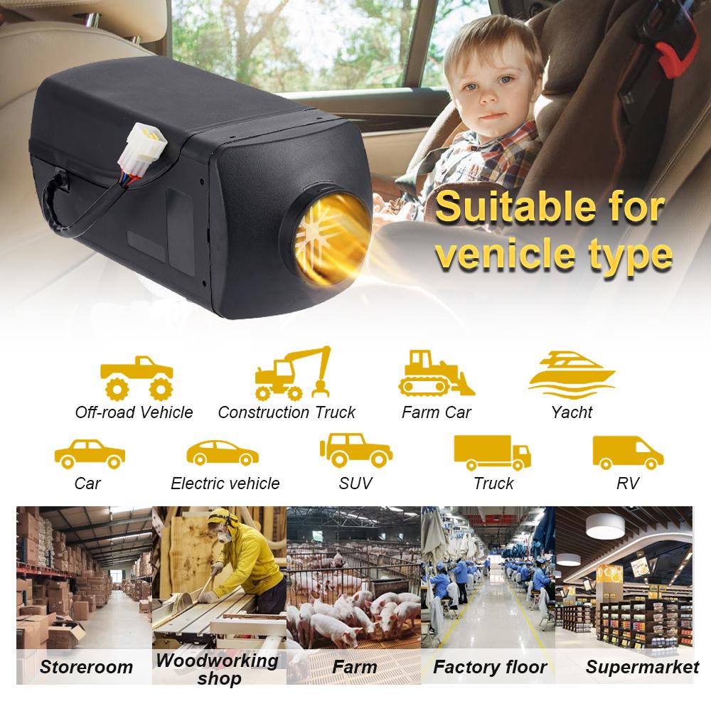 Универсальный стояночный воздушный отопитель с двойным напряжением 12 В 24 В, комплект 1 кВт-8 кВт, дизельный бесшумный автомобильный отопитель с ЖК-дисплеем, двунаправленный / обычный