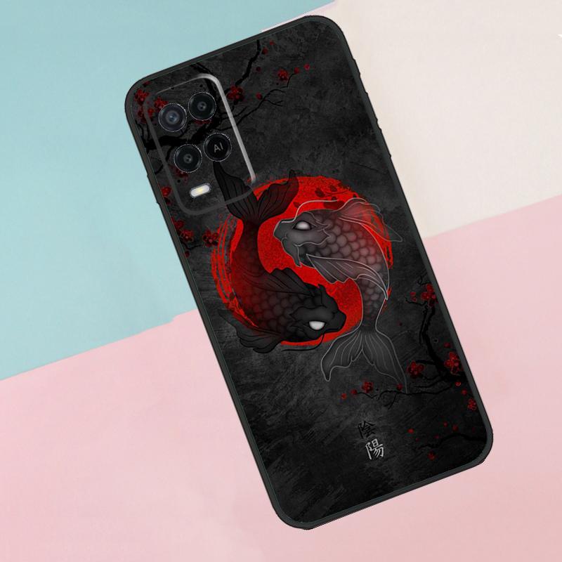 Чехол для телефона Oppo A18 A38 A78 A98 A96 A58 A17 A77 A80 A40 A60 A16 A76 A74 A94 A54 A15 A57S с изображением рыбы кои в стиле Инь-Ян