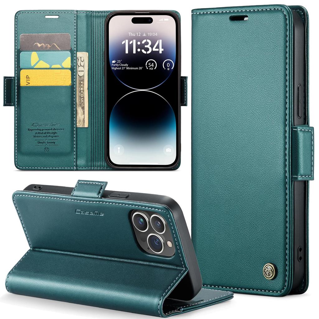 CaseMe-023 Для iPhone 13/14/15/16 promax /16e/17e /17 18 Pro Max Роскошный чехол из ПУ кожи с подставкой, держателем для карт, кошельком, защитные накладки