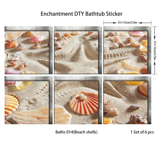 6 шт. наклейка на ванну Нескользящая водонепроницаемая самоклеящаяся наклейка с 3D эффектом для ванной комнаты ПВХ съемная декоративная фреска 15x15 см