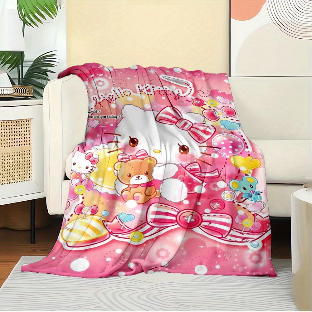 1pc Hello Kitty Plush Home Decor Blanket - Seasonal Universal Comfortable Washable Gift for All Ages, Suitable for All Families, Available i
