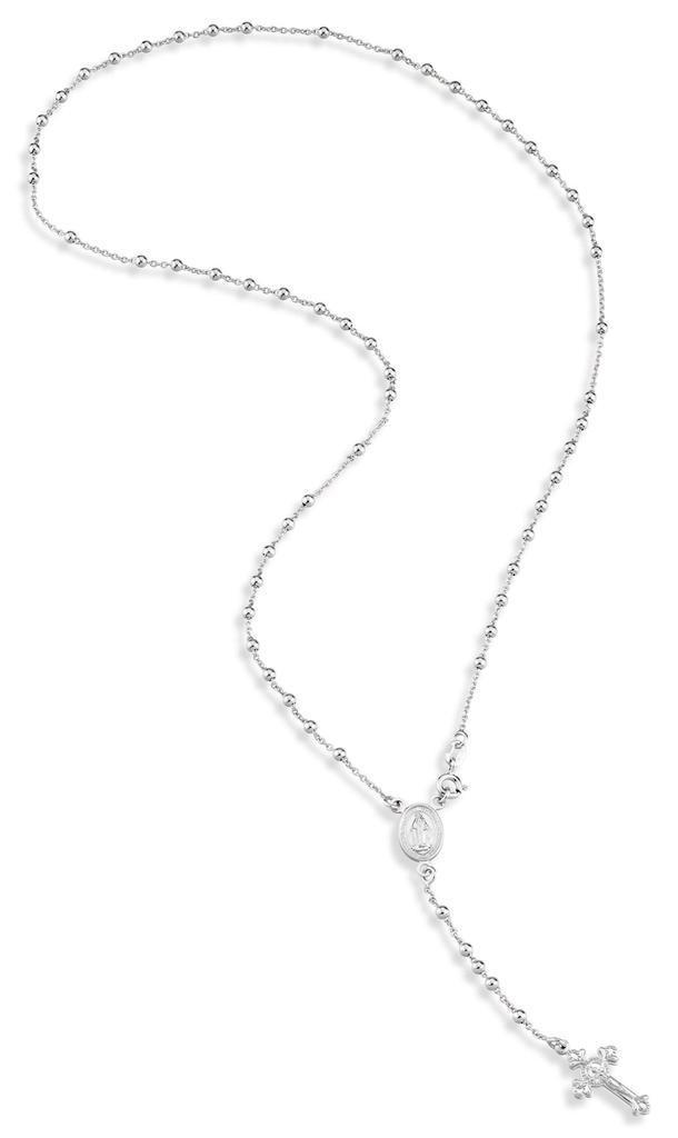 Miabella Итальянское стерлинговое серебро 925 пробы или покрытое 18-каратным золотом Четки Крест Y Цепочка-ожерелье Длина 24 Стерлинговое Без драгоценных камней Женщины, Дюймы, Серебро,