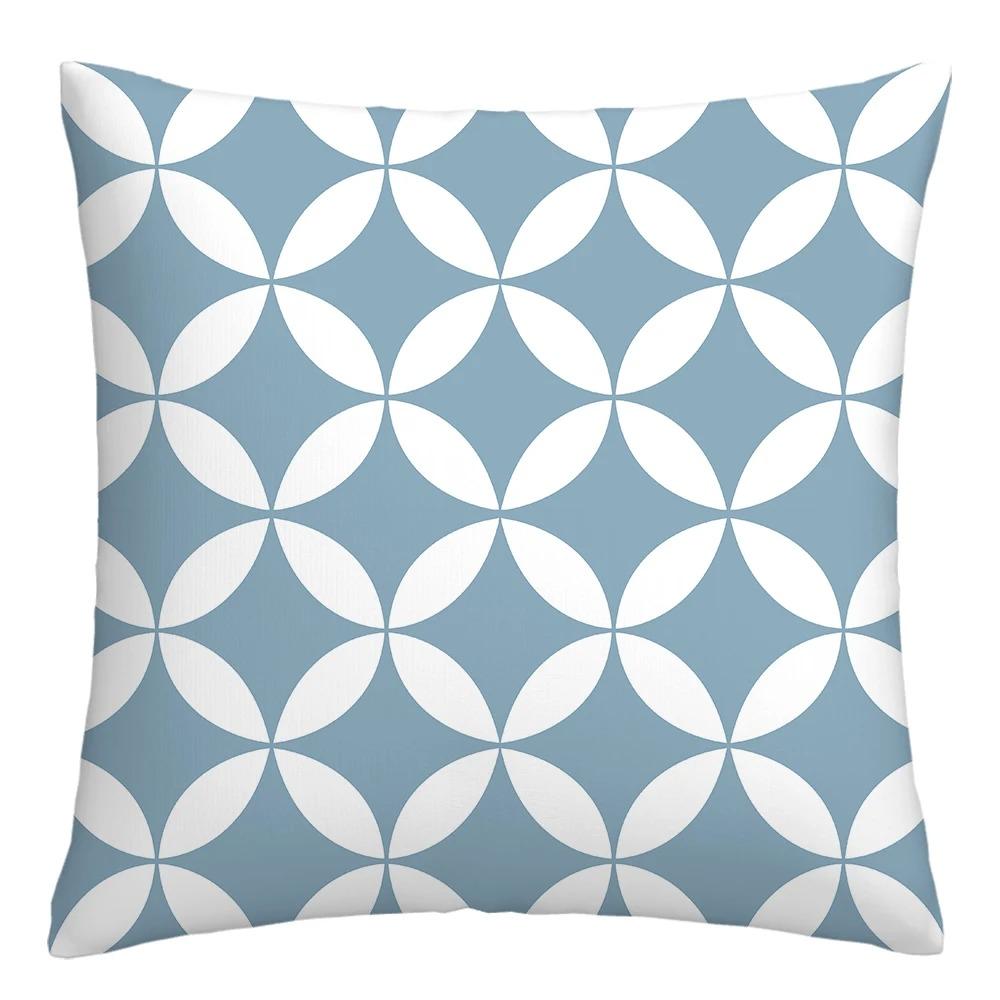 Blue and White Geometric Decorative Pillowcase Living Room Office Home Pillowcase Car Ornaments