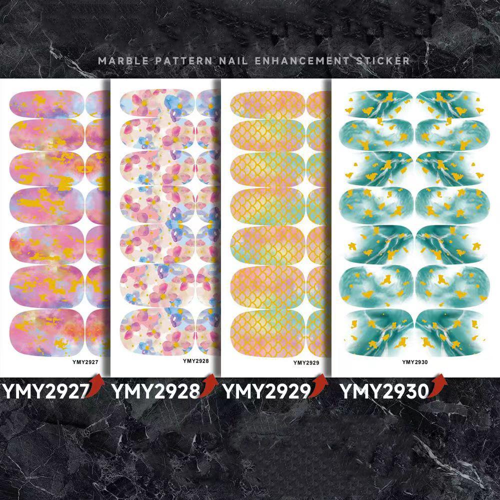 4 New Nail Accessories Marble Smudged Star Paper Mesh Red Nail with Laser Nail Stickers