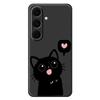 For Samsung Galaxy S24 FE Case Love Black Cat Pattern Printing Straight Edge TPU Phone Back Cover