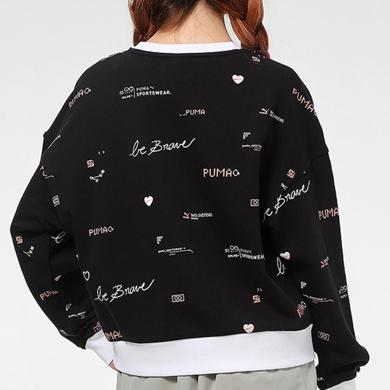 Puma Повседневный спортивный свитер с круглым вырезом, женский свитшот, черный 531280-01