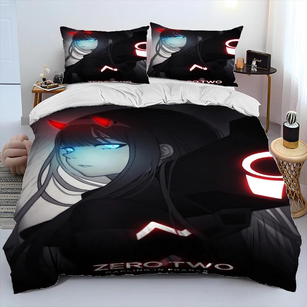 Комплект постельного белья Zero Two DARLING In The FRANXX Cartoon, пододеяльник, наволочка, комплект постельного белья размера Queen