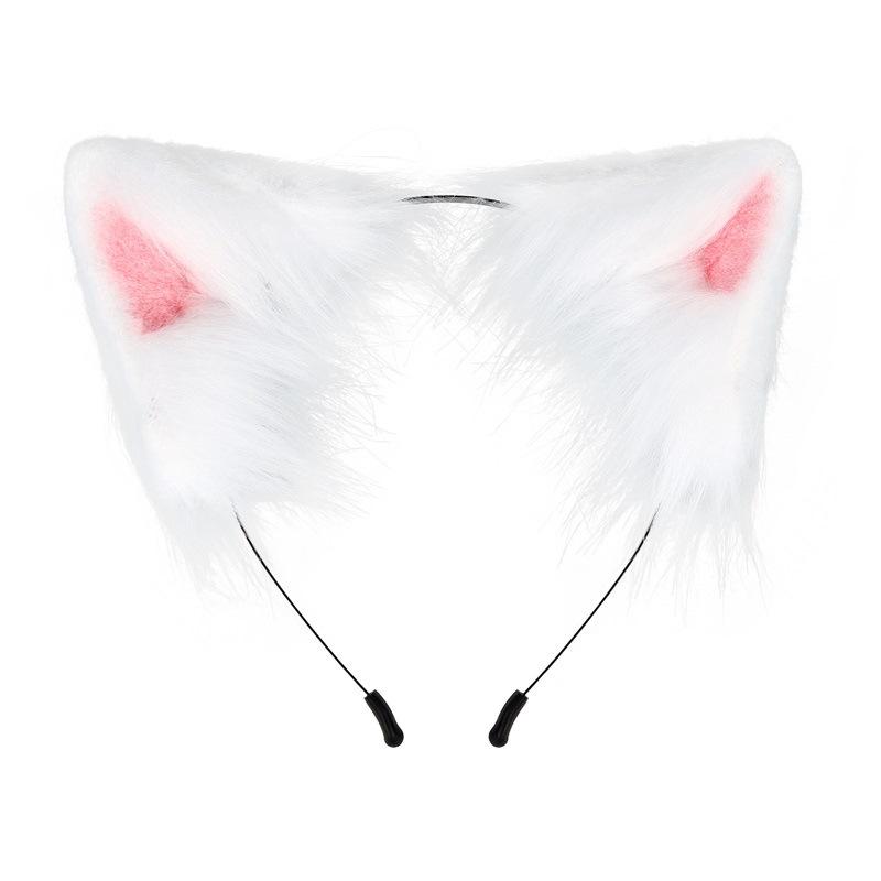 Halloween Beast Ear Tail Set Cos Plush Cat Ear Headband Tail Accessories Simulation Fox Ear Cat Girl Headdress