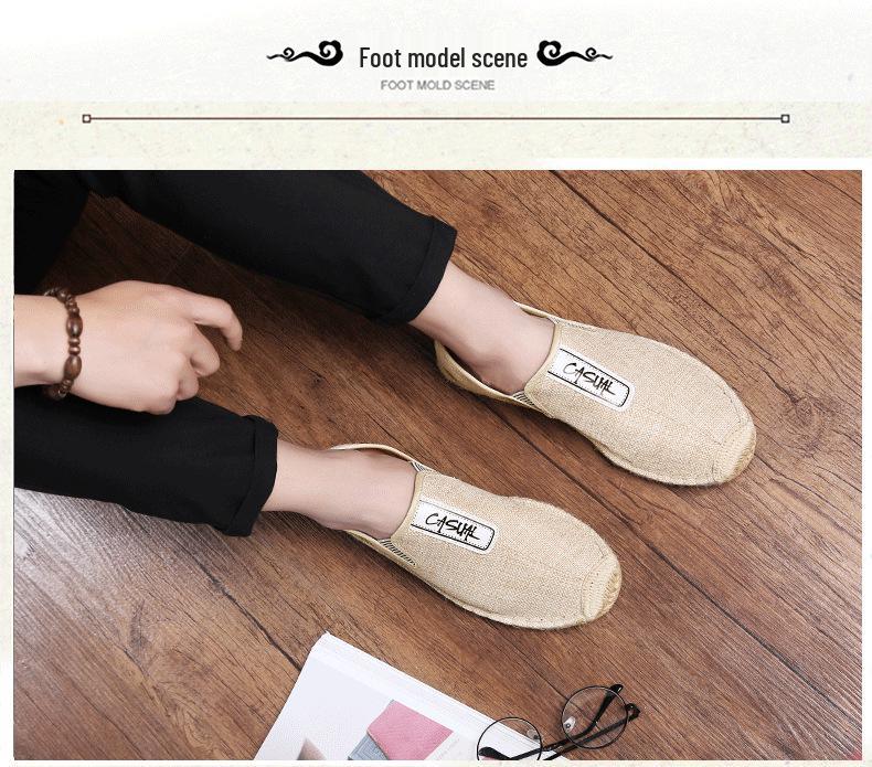 Мужские летние кеды-слипоны из канваса: Дышащие льняные плетеные соломенные повседневные кроссовки с амортизацией для пар
