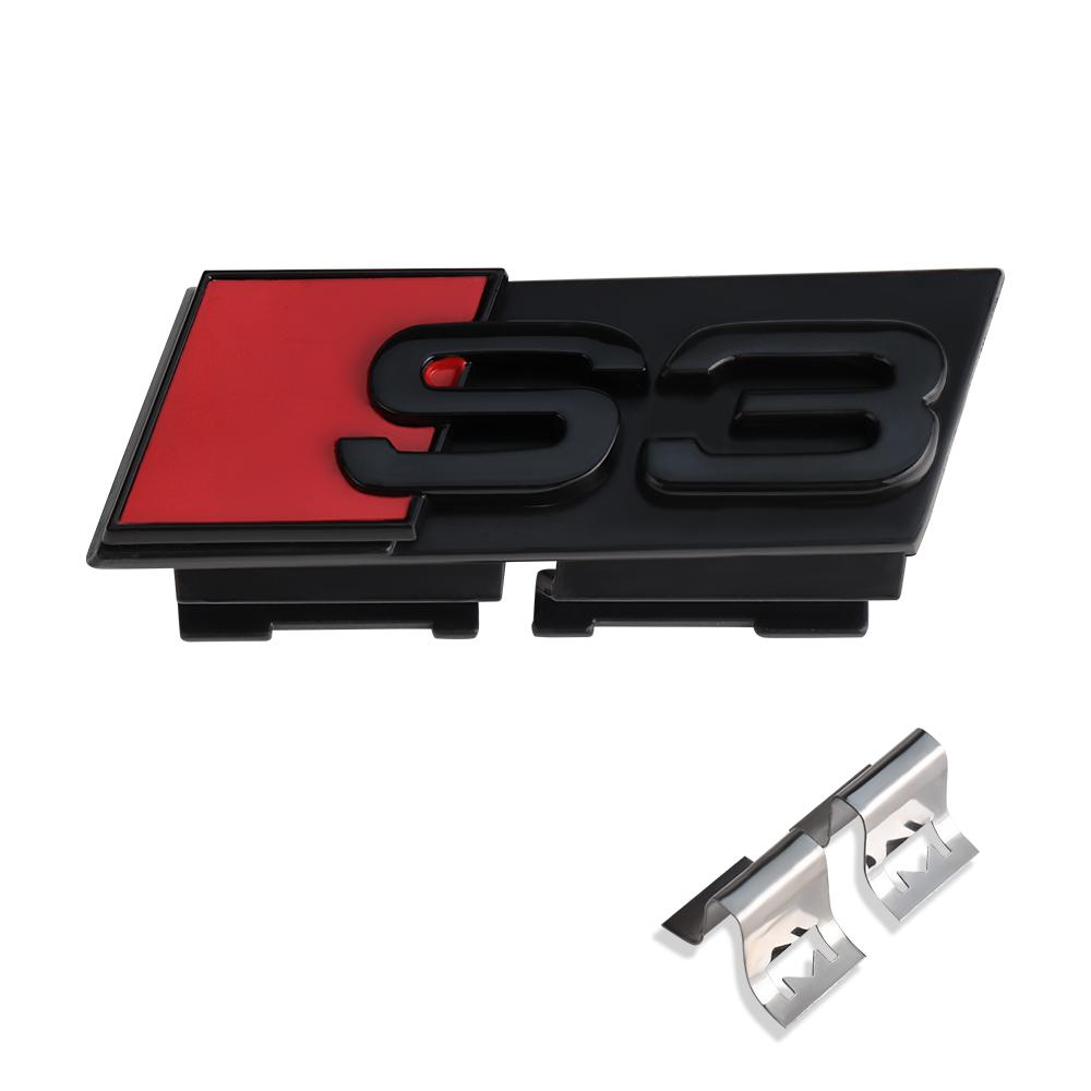 3D ABS Chrome Black Logo S3 S4 S5 S6 S7 Grill Emblem Decoration Car Front Grille Badge For Audi S3 S4 S5 S6 S7 Refit Accrssories
