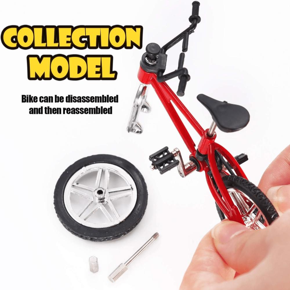 2Pcs Novelty Mini Finger Bike - Miniature Fidget Bicycle Toy Game For Kids - Metal Bike Model Collections Decoration