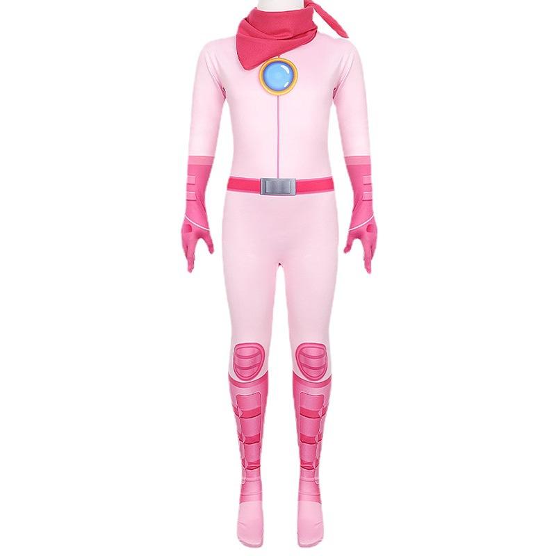 Marioeds Peach Princess Cosplay Costume Bodysuit for Girls Women Zentai Halloween Jumpsuit Kawaii Anime Bodysuits Gifts