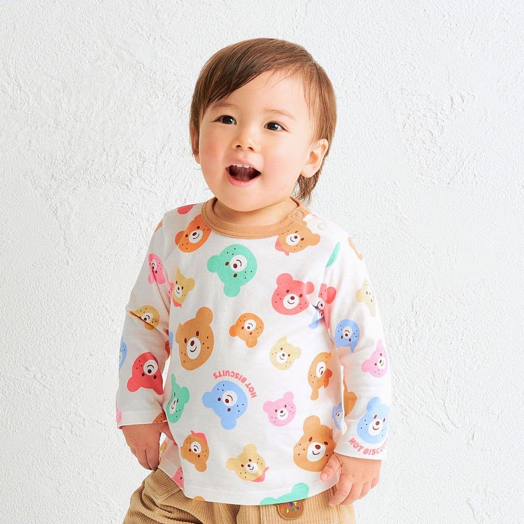 Футболка с длинным рукавом MIKI HOUSE HOT BISCUITS, для мальчиков и девочек, детская, детская одежда, многоцветная, 90 см, 73-5203-686