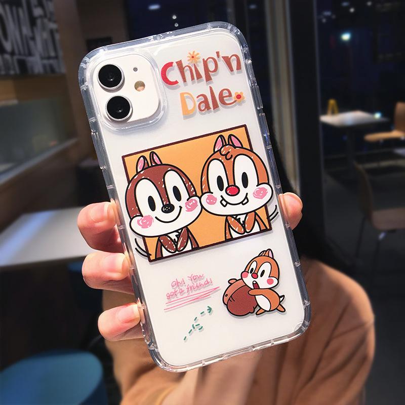 Милый мультяшный чехол для мобильного телефона Apple 15 iPhone17 защитный чехол силиконовый 12 всесторонний край прозрачный 13 мягкий чехол