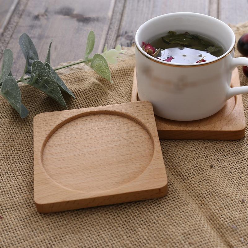 7.5cm Wooden Placemats Coasters Handled Tea Coffee Cup Pad Decorative Heat Resistant Square Round Drink Mat Bowl Teapot Holder