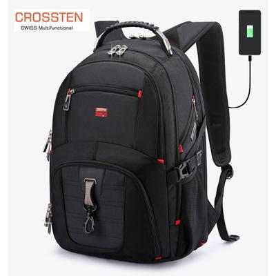 Crossten 17-дюймовый рюкзак для ноутбука, водонепроницаемый USB-порт для зарядки, многофункциональный рюкзак в швейцарском стиле, школьный рюкзак Mochila, походная дорожная сумка