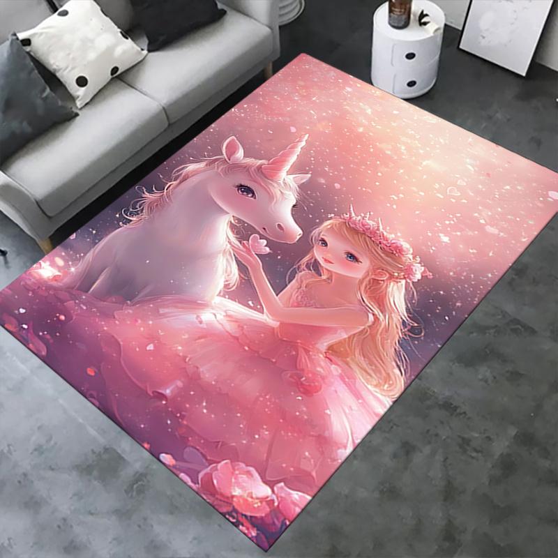Unicorn and Princess Chair Mat: Office Carpet, Oversized Rug for Home Decor, Sofa Mat, Desk Pad Gift Suitable for Bedroom, Living Room, Any Room