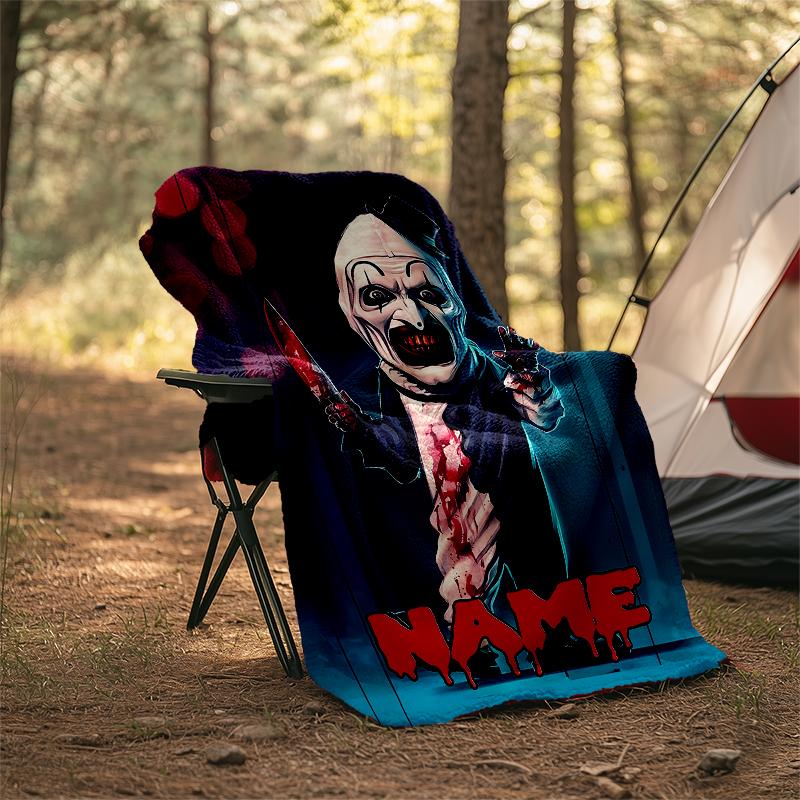 Personalized Custom Name Blanket - Terrifier Print Design,Blanket for Sofa,Bed,Travel,Camping - Soft and Warm, Great Gift