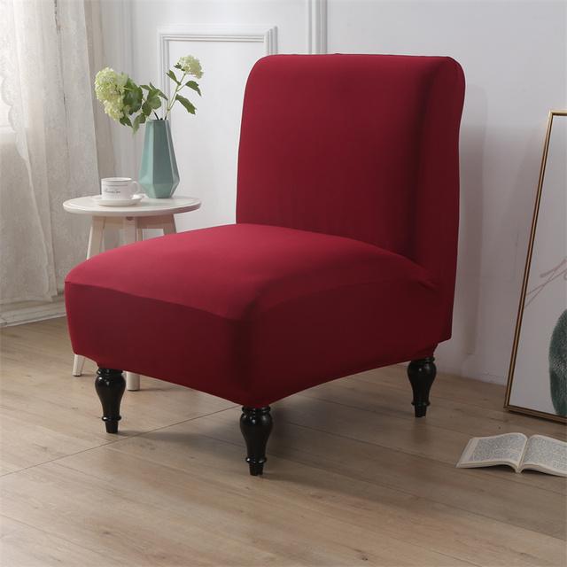 Solid Color Spandex Accent Armless Chair Cover Single Sofa Slipcovers Nordic Stretch Chairs Covers Elastic Couch Protector Cover