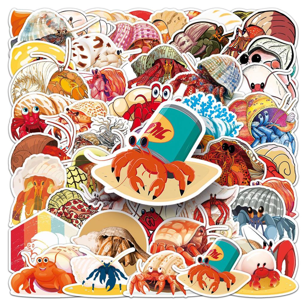 50 Hermit Crab Graffiti Stickers Personalized Cartoon Marine Life Creative Decorative Mobile Phone Case Water Cup Stickers