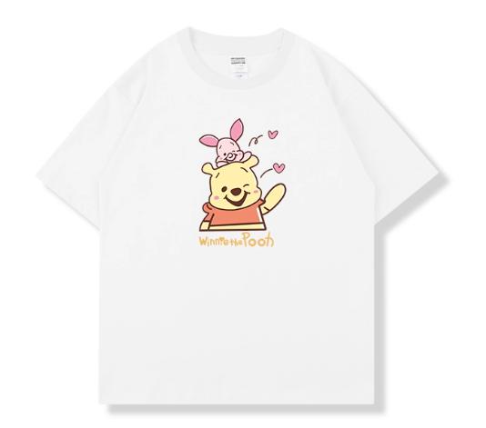 MINISO Футболки с принтом Disney Винни-Пух Свободные Повседневные с коротким рукавом Женские Мужские Для пары Универсальные Горячие Продажи Одежда