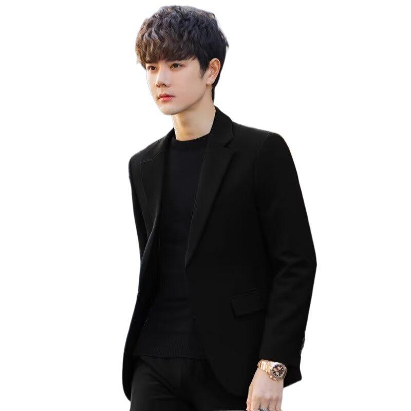 Мужской приталенный пиджак в корейском стиле для жениха - весенний повседневный модный молодежный